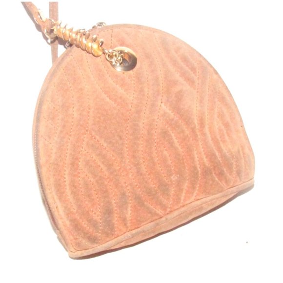 RARE Fendi Caramel Quilted Suede 2-way Purse with a 'Pasta' or 'Noodle' Design